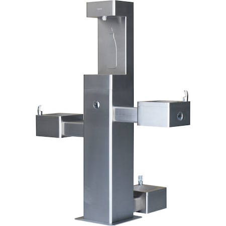 Global Industrial Outdoor Bottle Filler & Bi-Level Drinking Fountain & Pet Station, Stainless Steel 761221